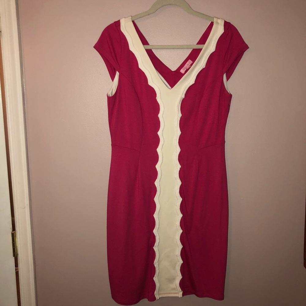 Hot pink & white Lilly Pulitzer dress! Size Large